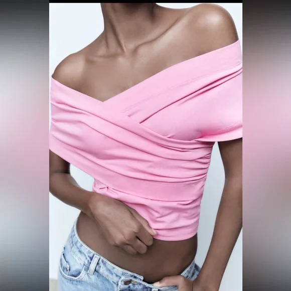 Zara wrap top pastel pink - Picture 2 of 13
